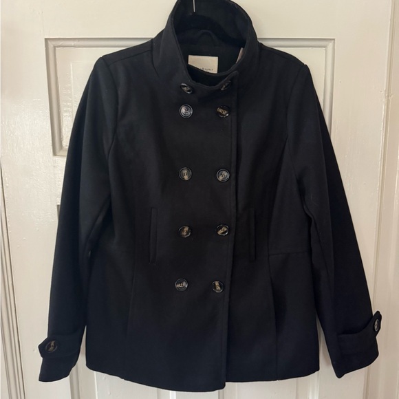 Double breasted black Peacoat w/tortoise buttons - Picture 6 of 13